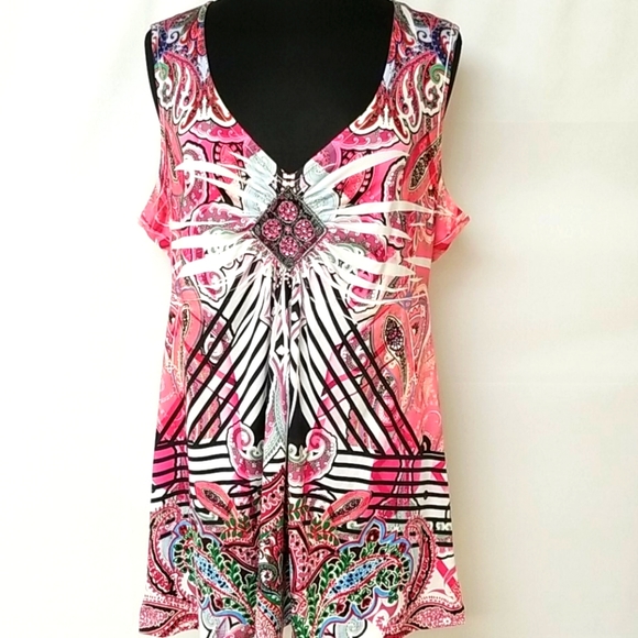 Apt. 9 Tops - Pink Multi Colored Top